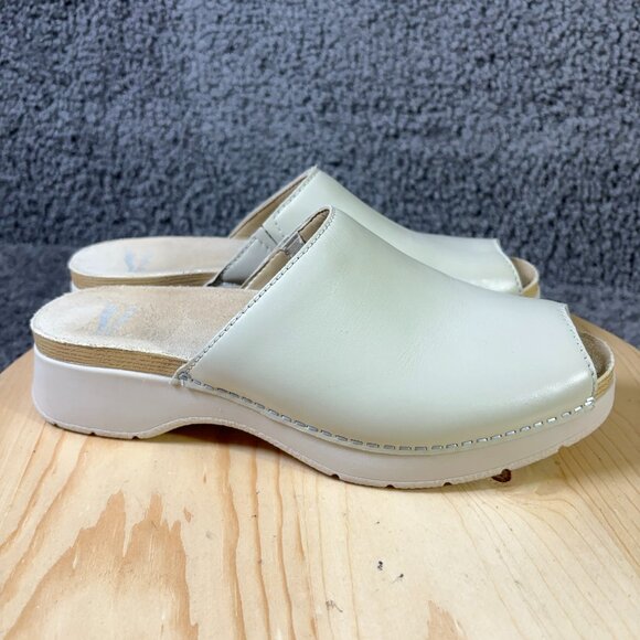 Dansko Shoe Ravyn Peep Toe Sandal Womens Size 10 Leather Beige Slip On Comfort - Picture 1 of 8